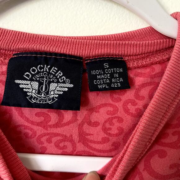 Vintage Dockers Womens Size S Pink Printed Long Sleeve Shirt - Picture 4 of 7